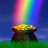 Rainbow with pot of gold square