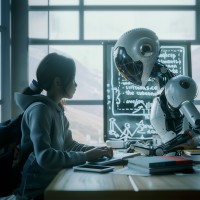 Robot talking to girl