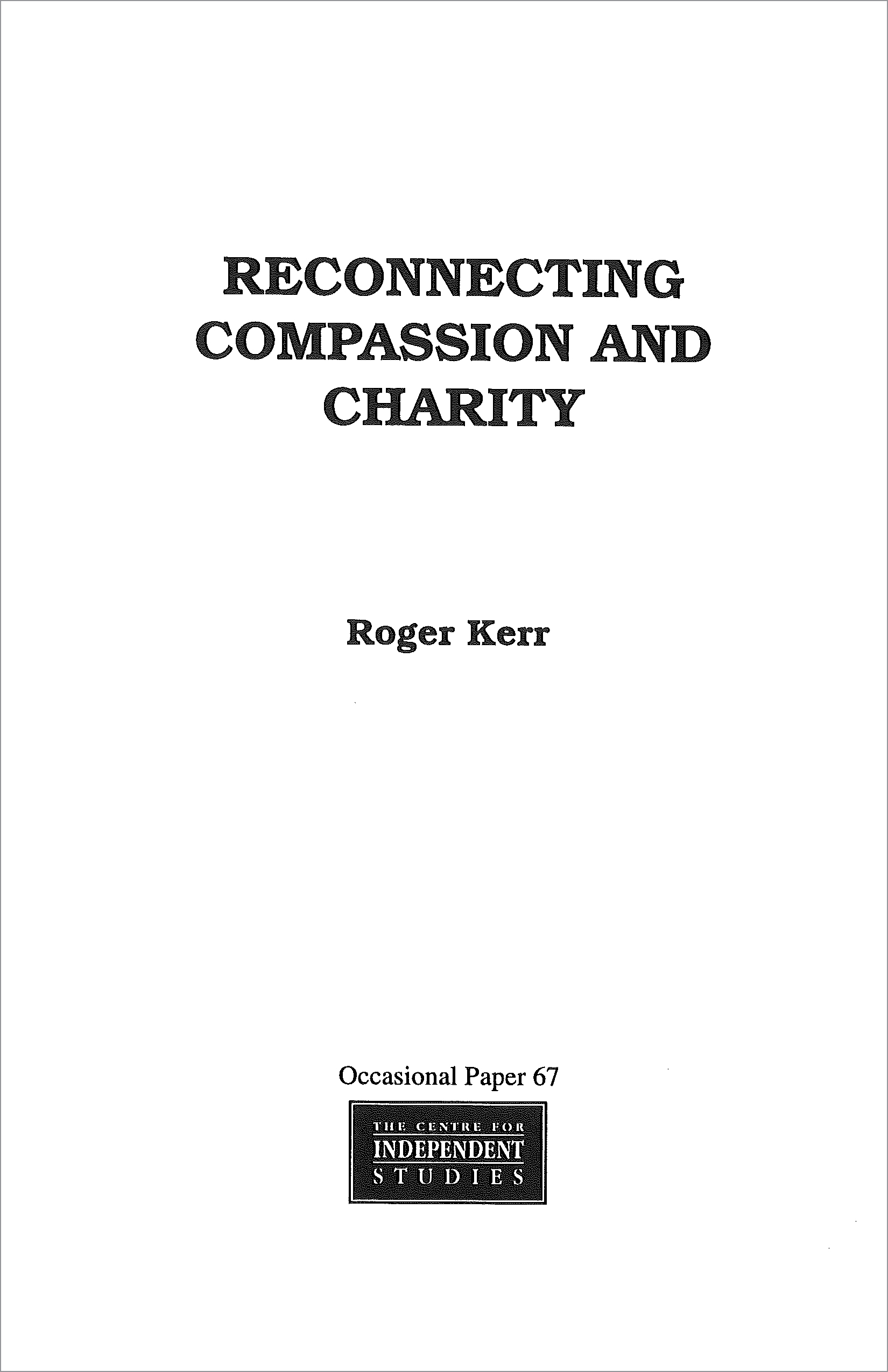 Reconnecting Compassion and Charity cover