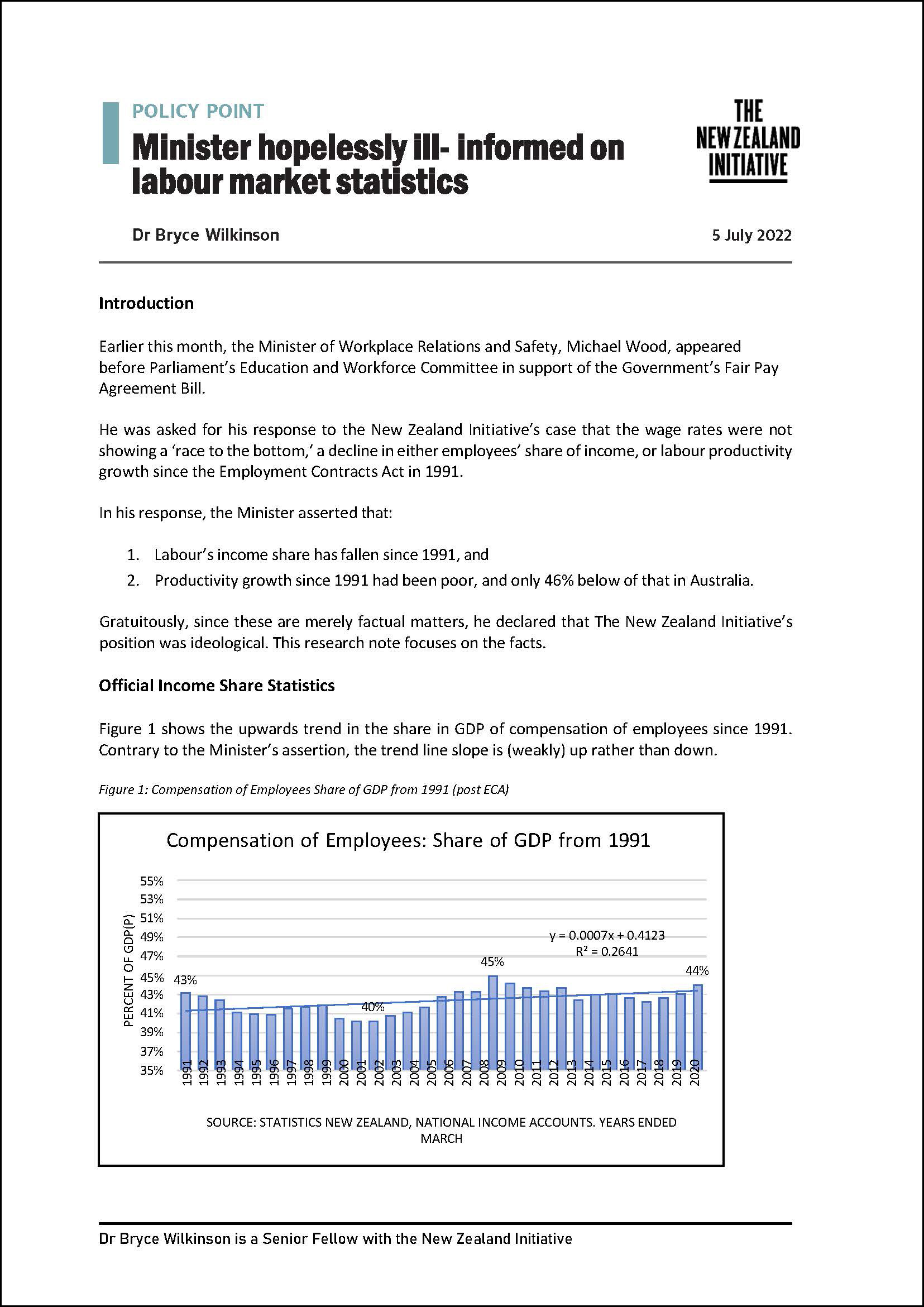 Policy Point Minister hopelessly ill informed on labour market statistics cover