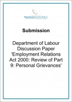 Submission Dept of Labour Employment Relations Act 2000 cover
